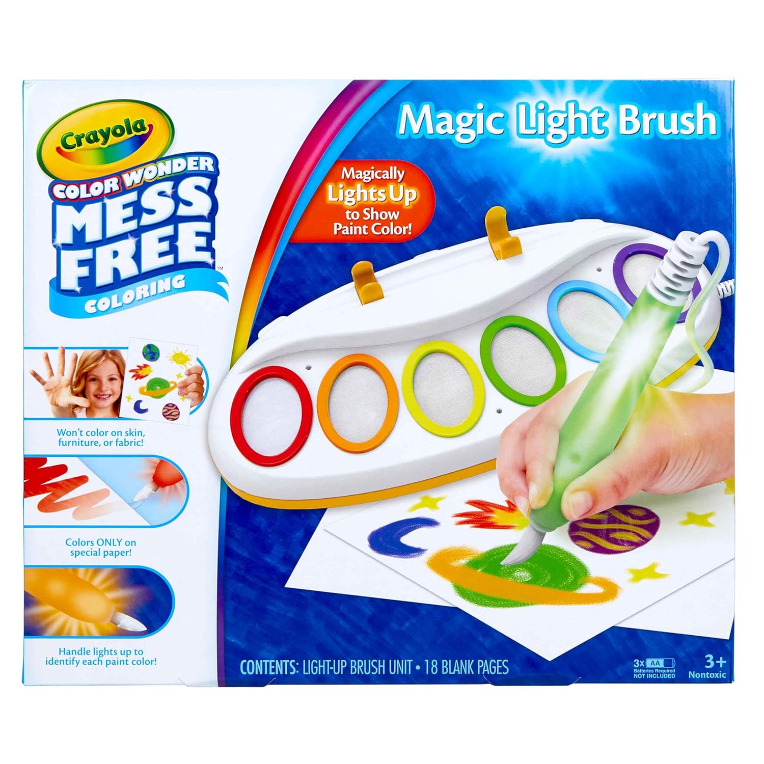 Crayola color wonder magic light brush, mess free painting station for kids, for kids, for kids, toddler toy and activity, age 3, 4, 5.  multicolor