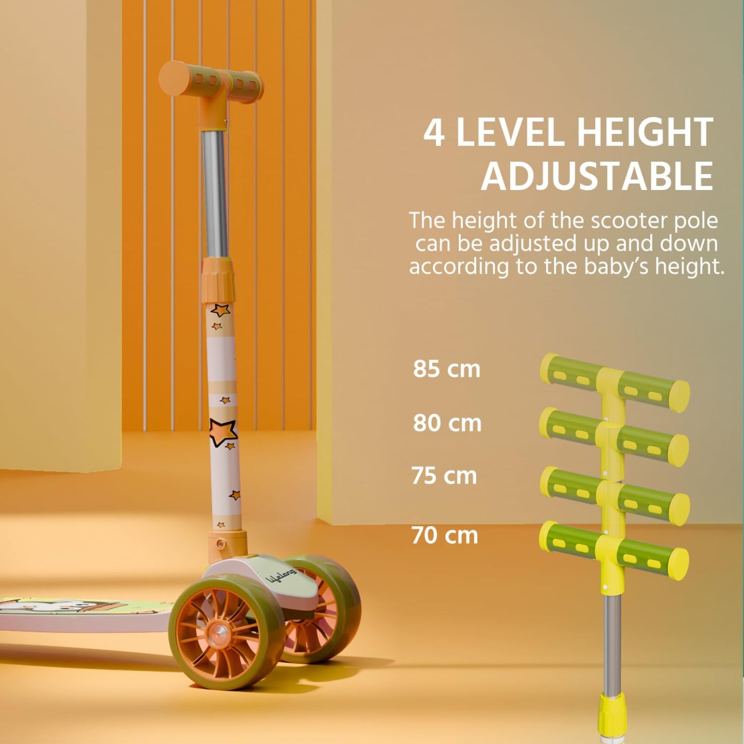 Scooter for Kids 3+ Years - Foldable Kids Scooter with LED Wheels & Adjustable Height - Kick Scooter 