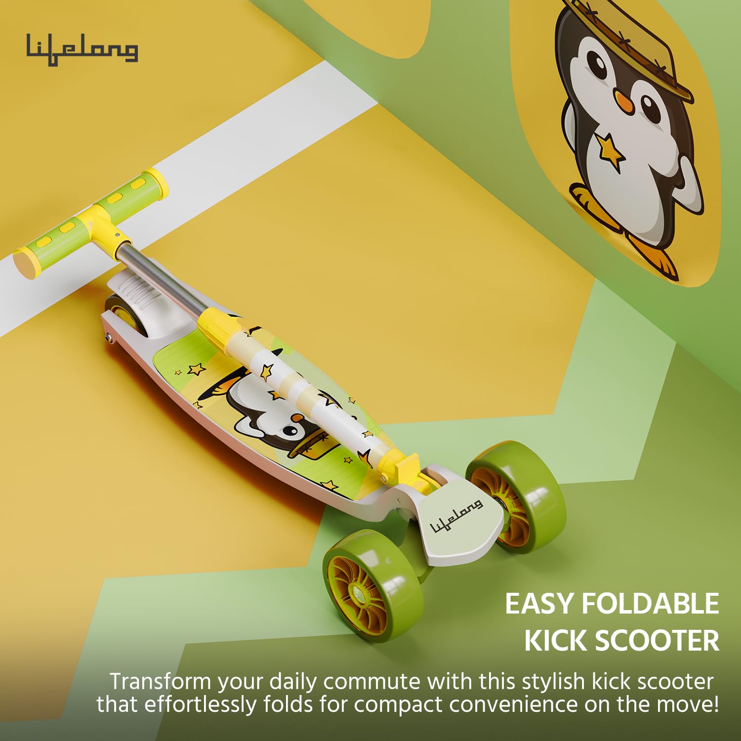 Scooter for Kids 3+ Years - Foldable Kids Scooter with LED Wheels & Adjustable Height - Kick Scooter 
