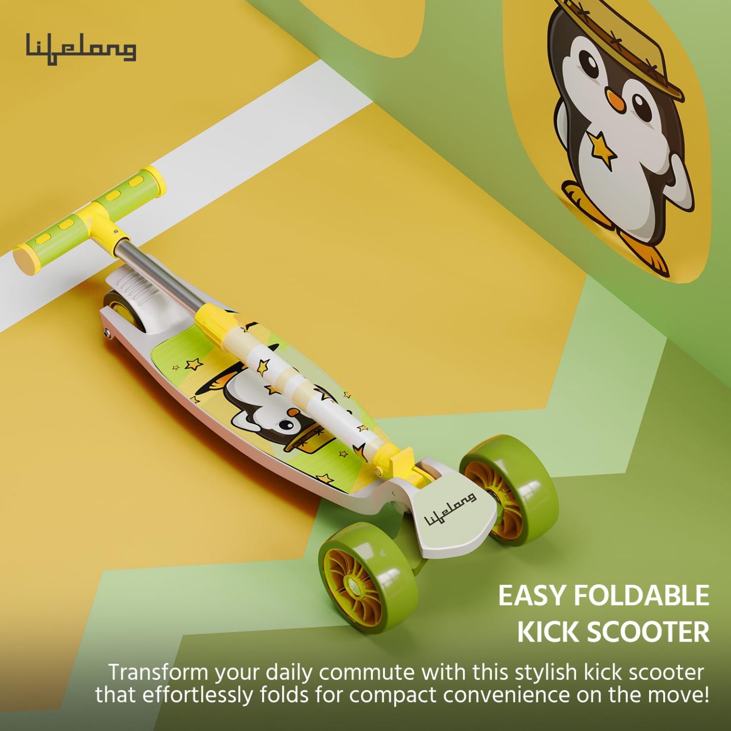Scooter for Kids 3+ Years - Foldable Kids Scooter with LED Wheels & Adjustable Height - Kick Scooter 