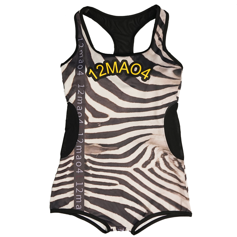 原创设计小众设计师safari斑马纹三角连体休闲复古泳衣女