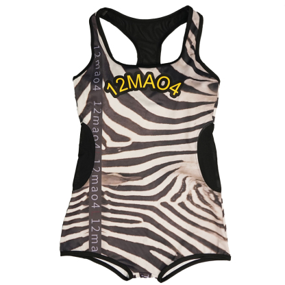 原创设计小众设计师safari斑马纹三角连体休闲复古泳衣女