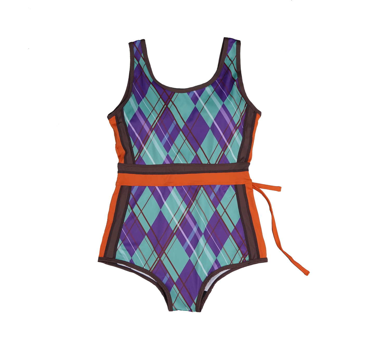 Blue Purple Checkered Swimwear