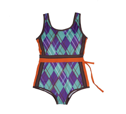 Blue Purple Checkered Swimwear