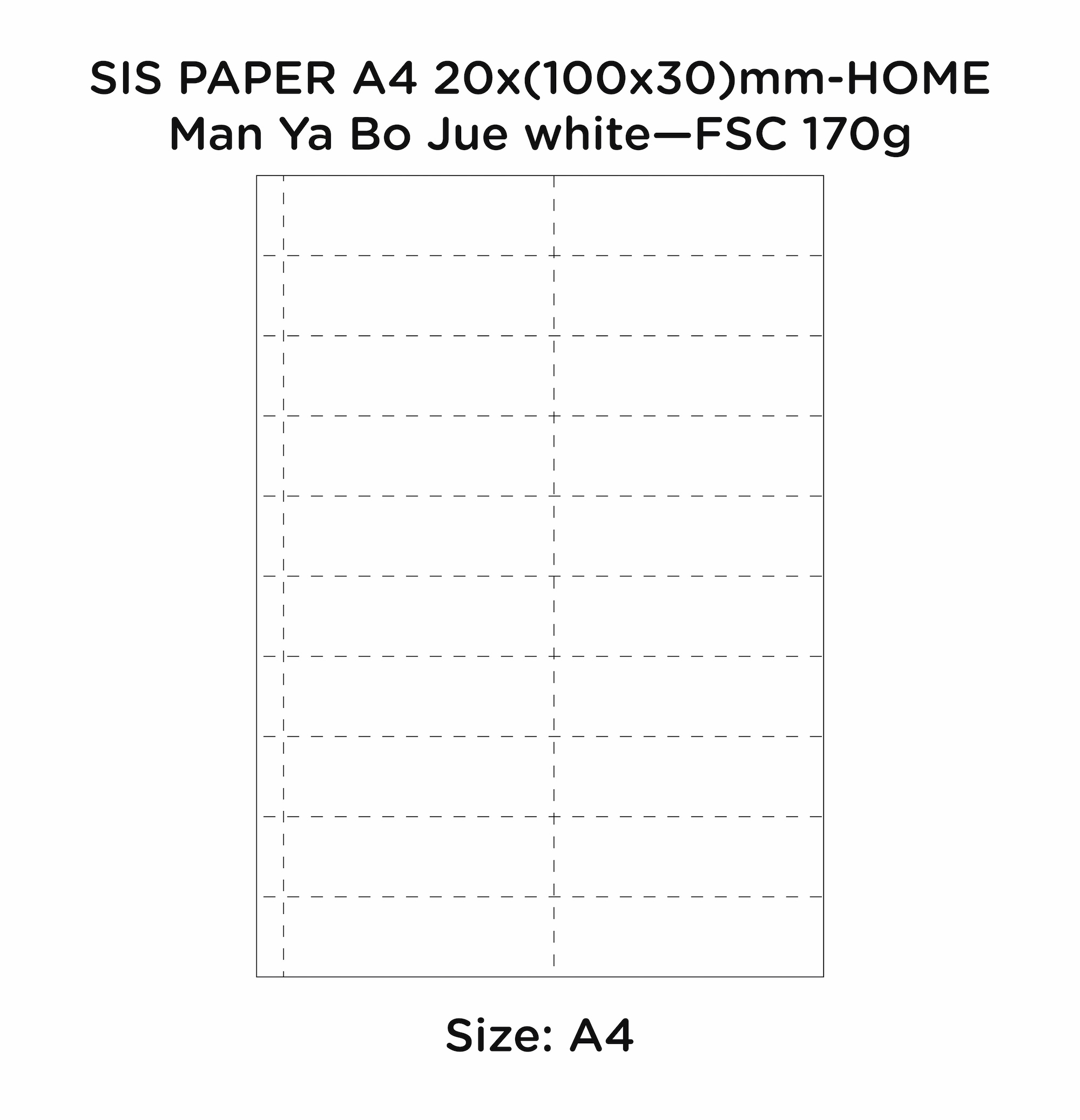 371440-01 SIS PAPER 170g A4 20x(100x30)mm-HOME