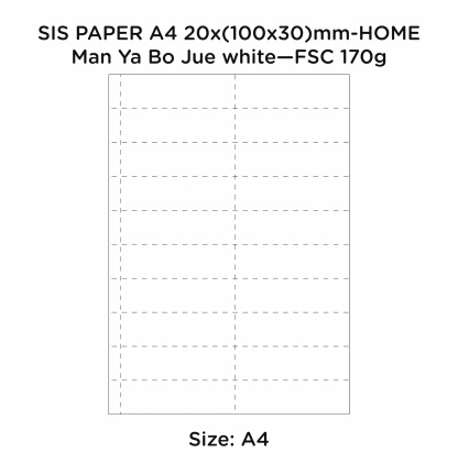 371440-01 SIS PAPER 170g A4 20x(100x30)mm-HOME