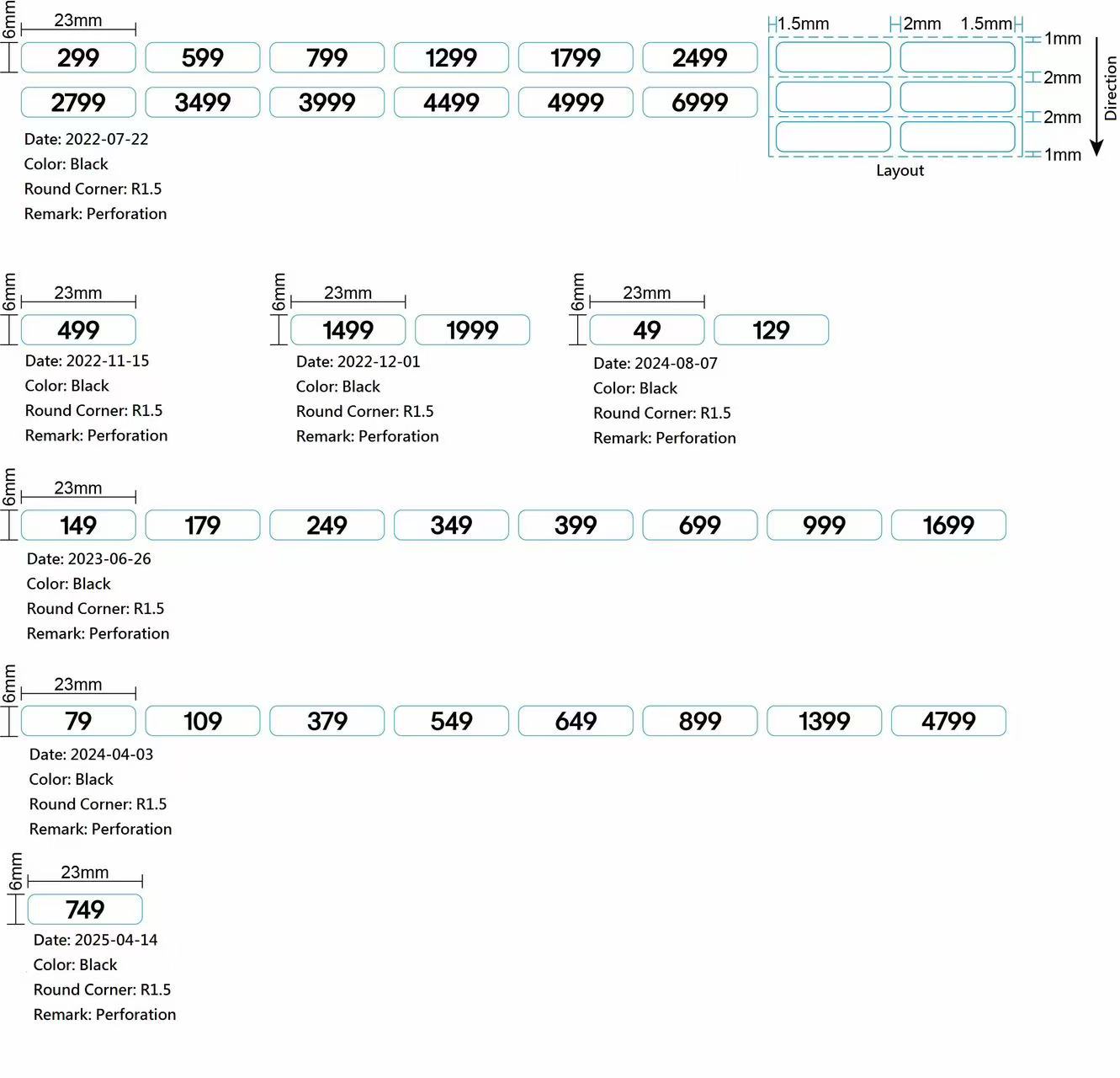 H&M Price Point Sticker (TW sign) - 23 x 6mm