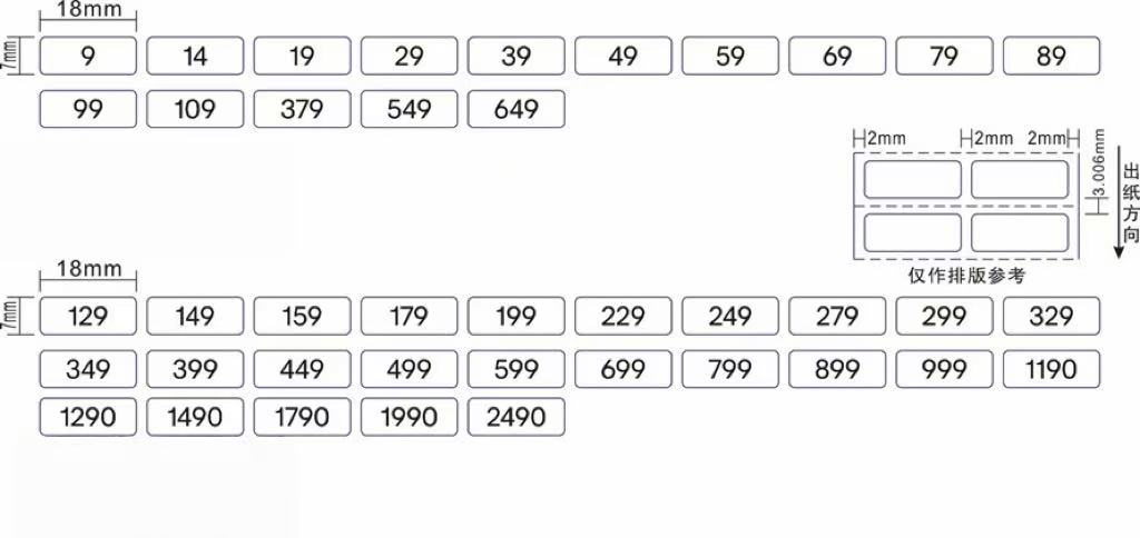 H&M Price Point Sticker (No $ sign) - 18 x 7mm