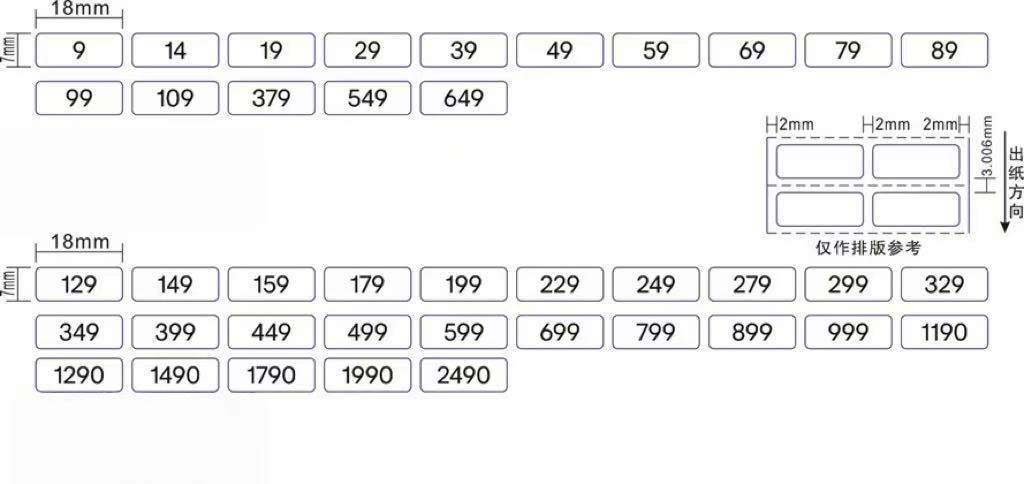 H&M Price Point Sticker (No $ sign) - 18 x 7mm