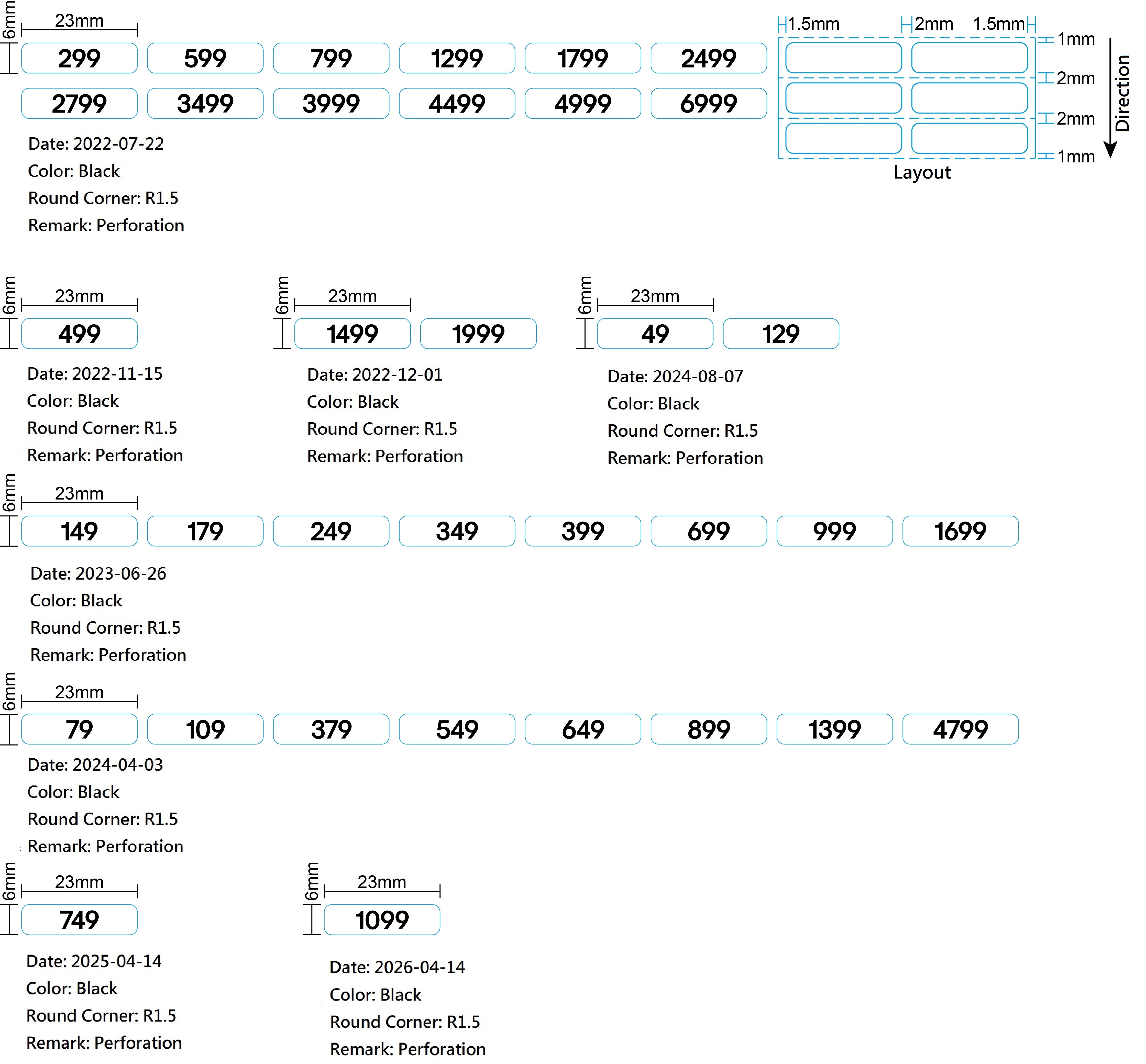 H&M Price Point Sticker (TW sign) - 23 x 6mm