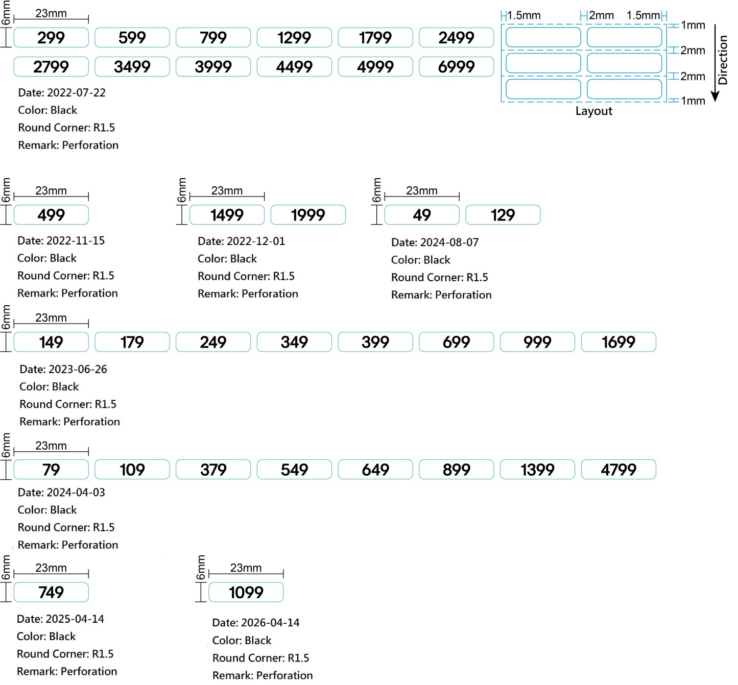 H&M Price Point Sticker (TW sign) - 23 x 6mm