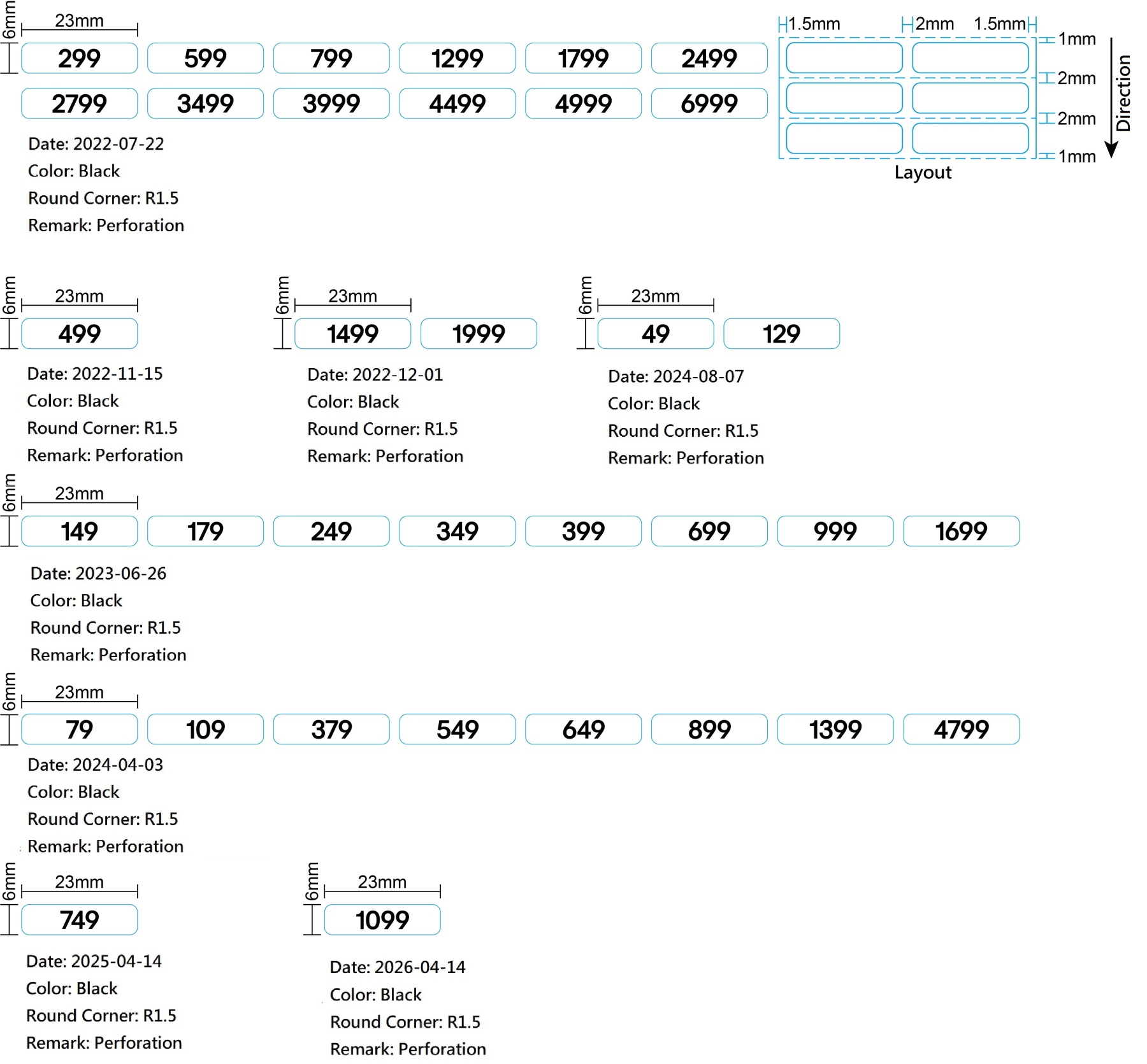 H&M Price Point Sticker (TW sign) - 23 x 6mm
