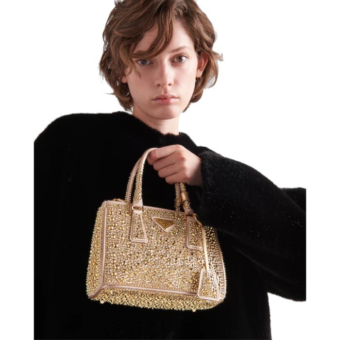 PRADA新作 ガレリア クリスタル サテン ミニバッグ◆プラダ◆