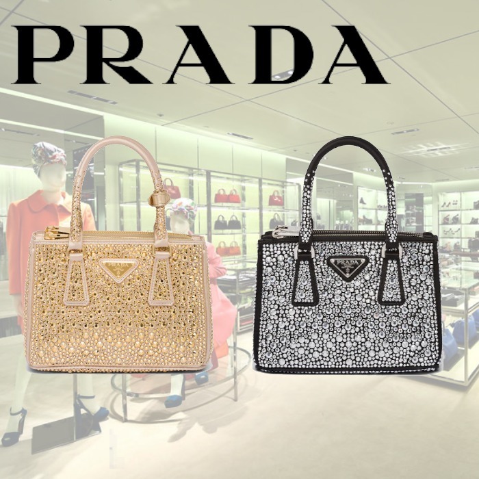 PRADA新作 ガレリア クリスタル サテン ミニバッグ◆プラダ◆