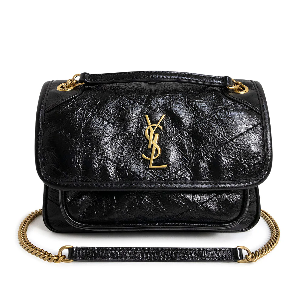 Saint Laurent Niki ミディアム 光沢クリンクル ショルダー