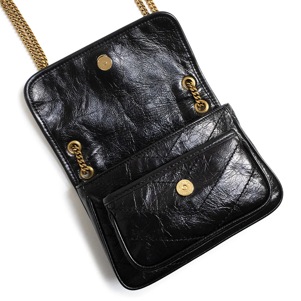 Saint Laurent Niki ミディアム 光沢クリンクル ショルダー