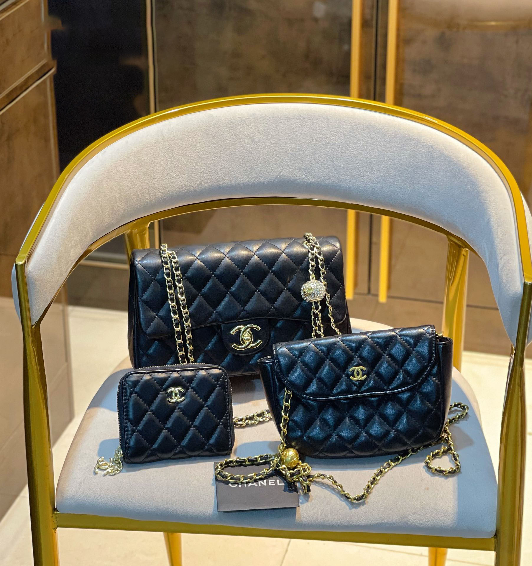 【CHANEL】定番人気♪ ミニ マトラッセ☆CHANEL☆Mini Flap Bag3点セット お得