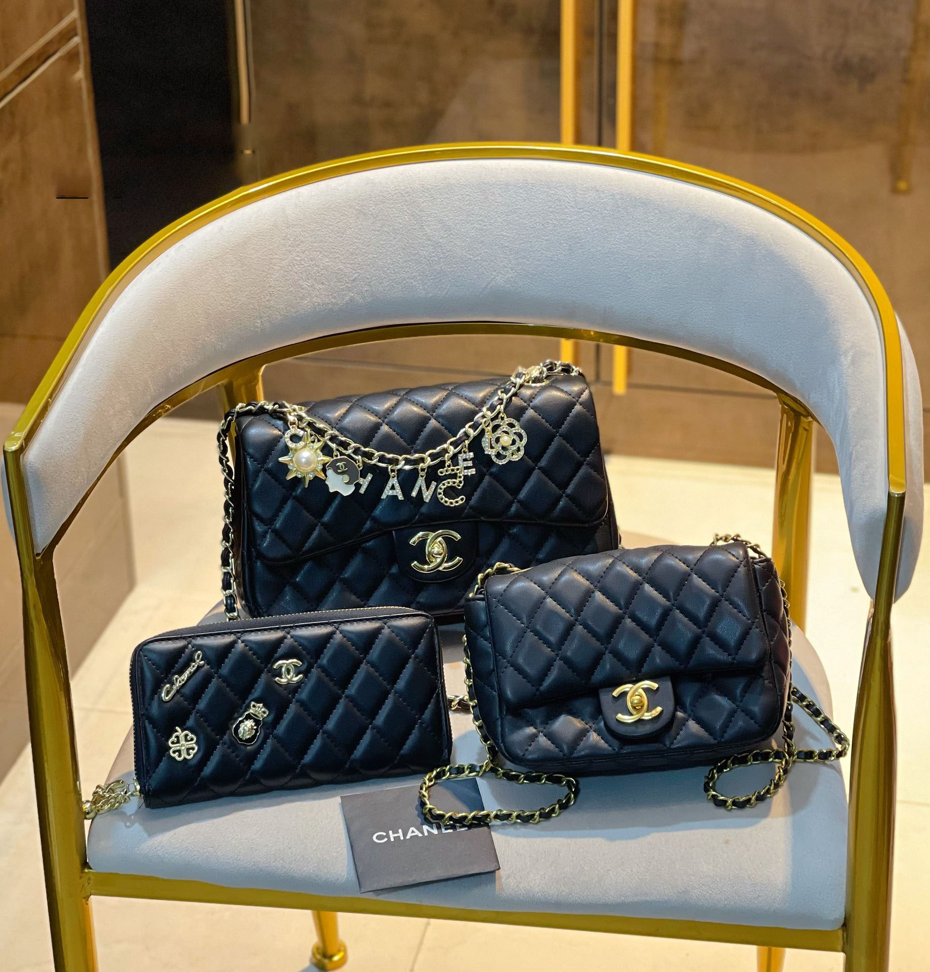 【CHANEL】定番人気♪ ミニ マトラッセ☆CHANEL☆Mini Flap Bag3点セット お得