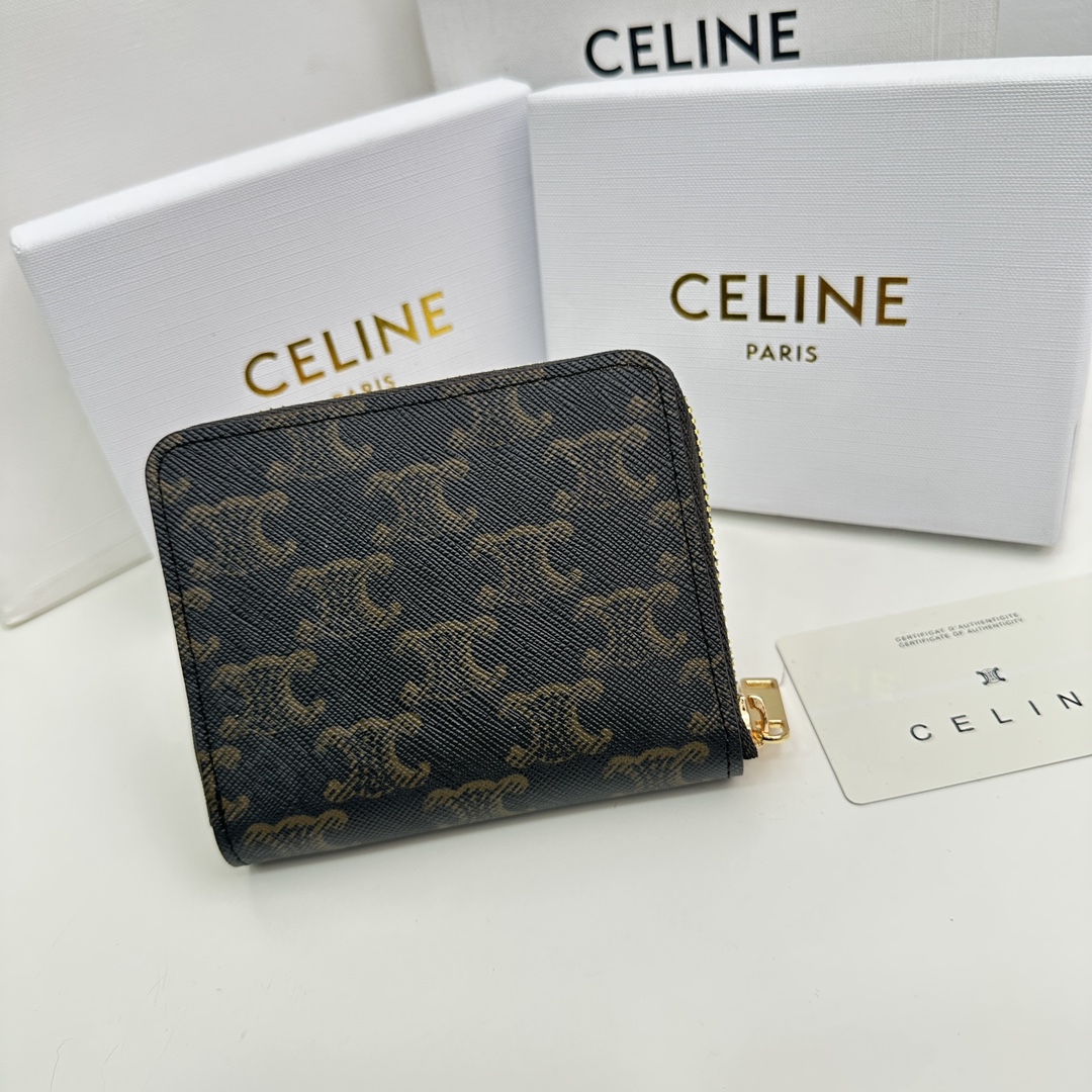 CELINE【入手困難】TRIOMPHE CUIRコンパクトファスナー財布 ★全色★
