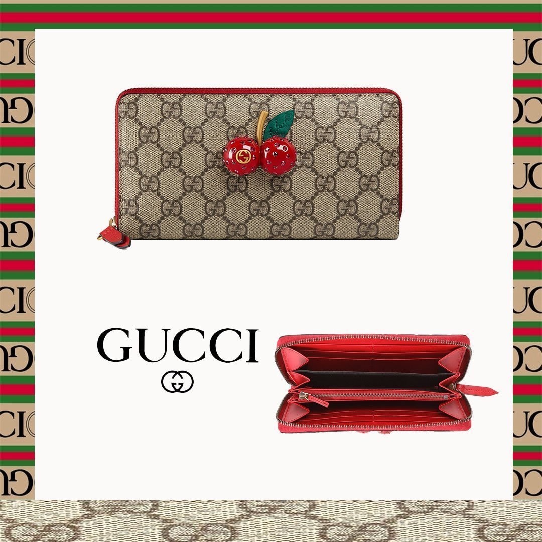 【人気商品】チェリー(さくらんぼ) 付き GGスプリーム キャンバス ジップアラウンドウォレット