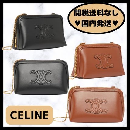 【CELINE】Clutch chain leather Triomphe チェーンクラッチ