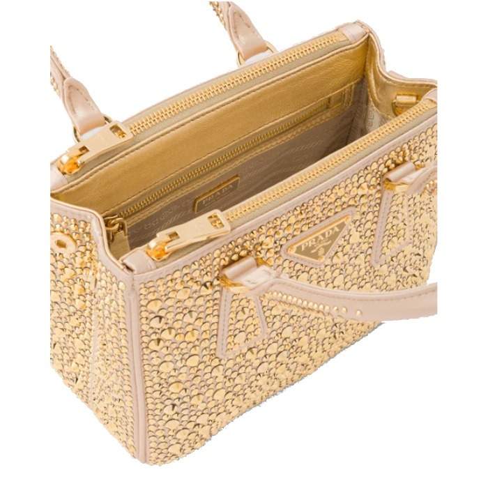 PRADA新作 ガレリア クリスタル サテン ミニバッグ◆プラダ◆