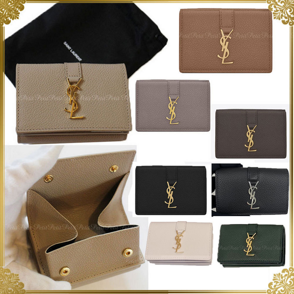 国内発サンローラン☆YSL金ロゴ★お札も入る手のひらミニ財布