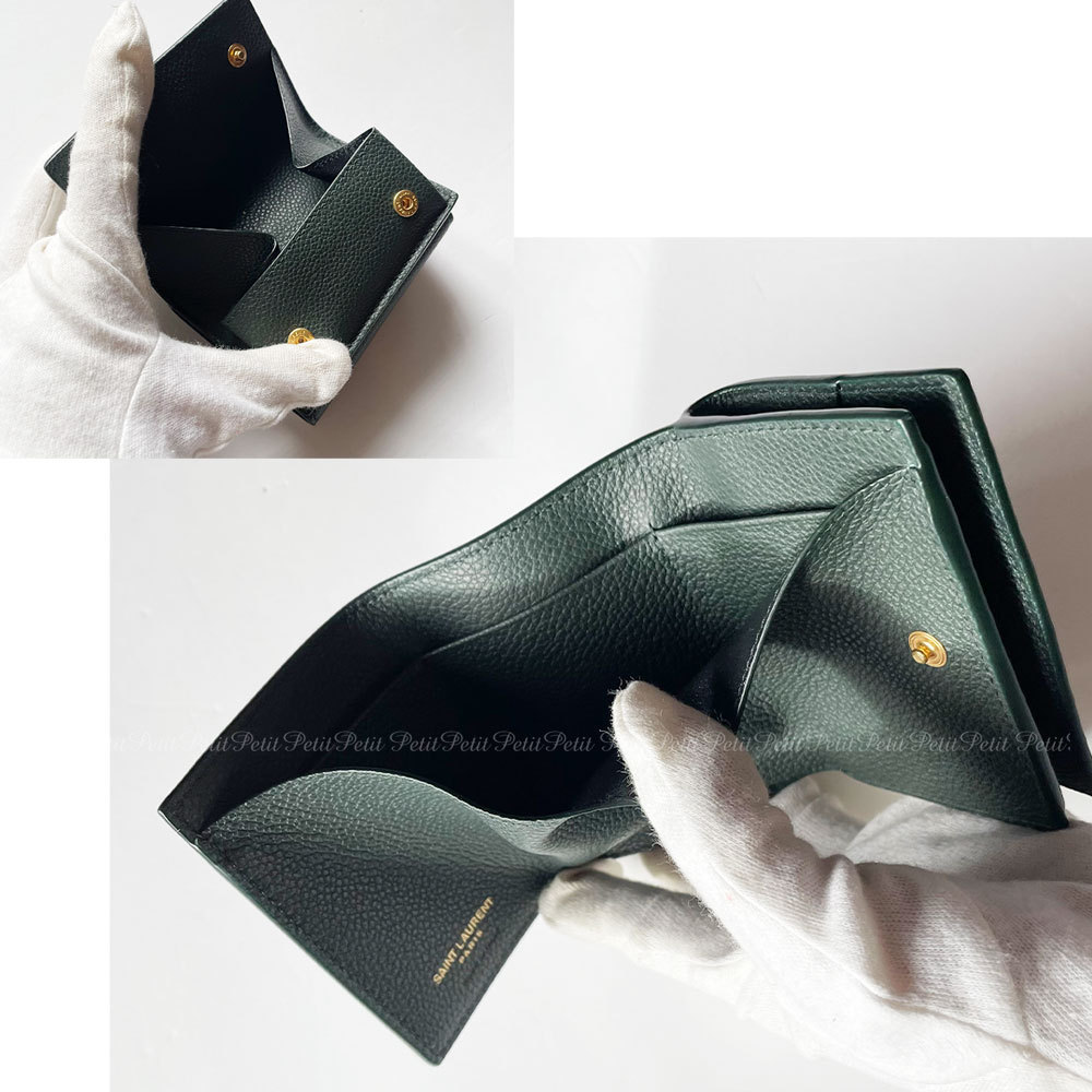 国内発サンローラン☆YSL金ロゴ★お札も入る手のひらミニ財布
