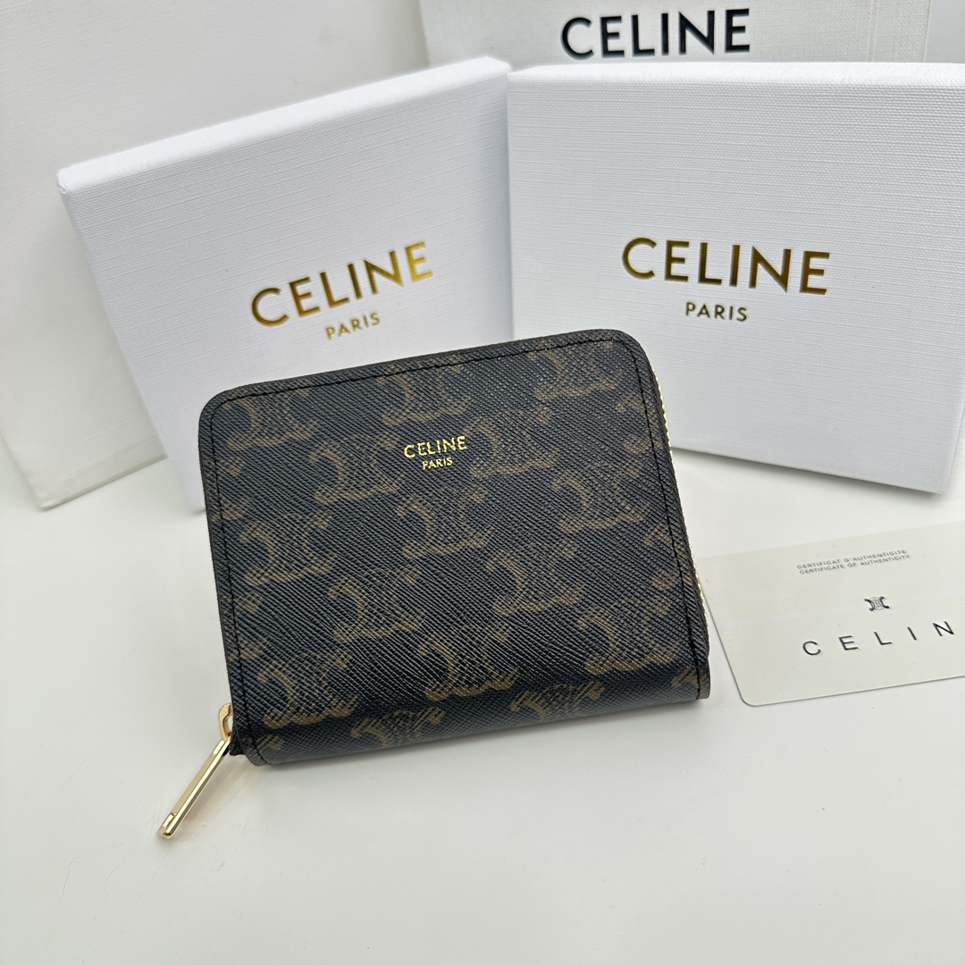 CELINE【入手困難】TRIOMPHE CUIRコンパクトファスナー財布 ★全色★