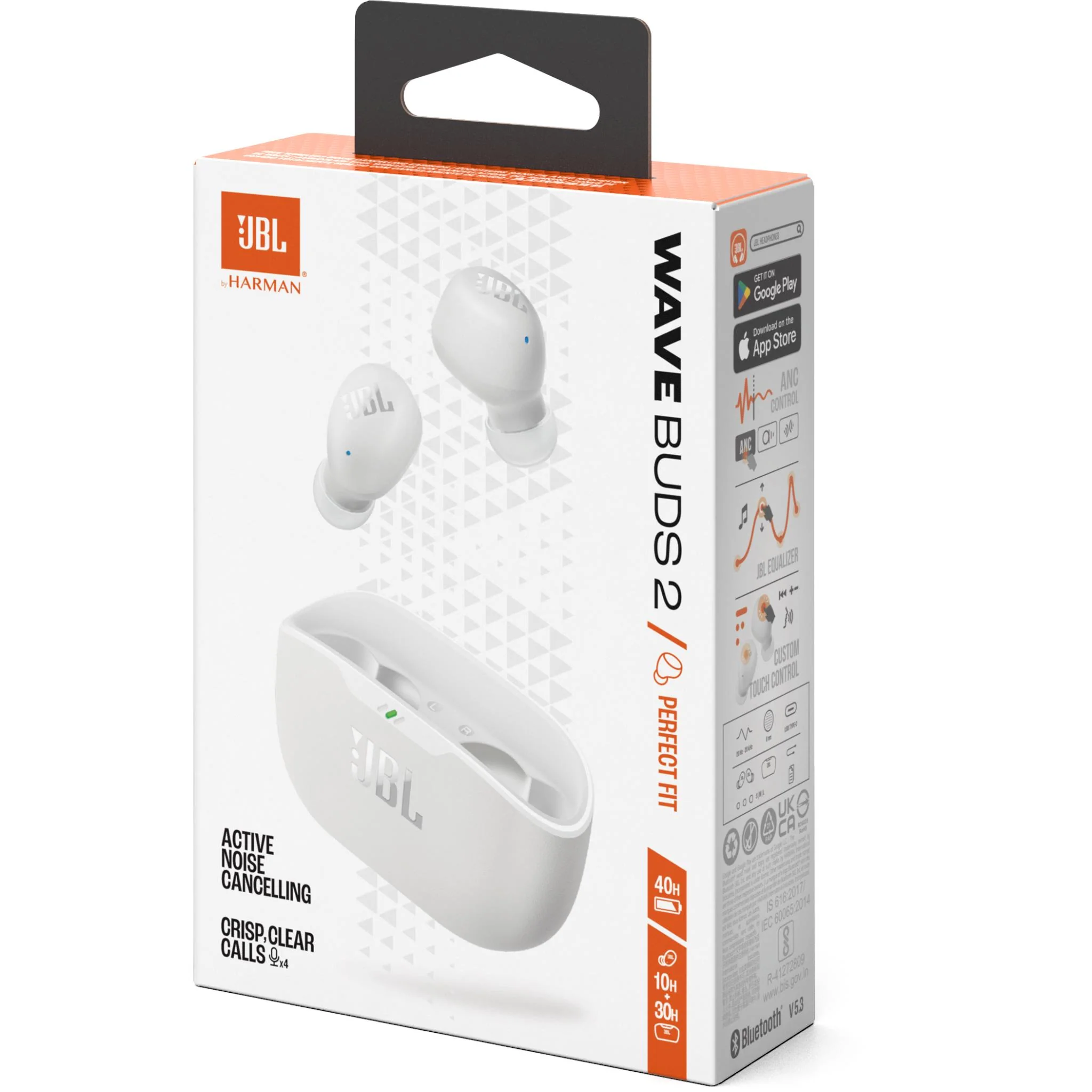 JBL Wave Buds 2 Noise Cancelling Earbuds (White)