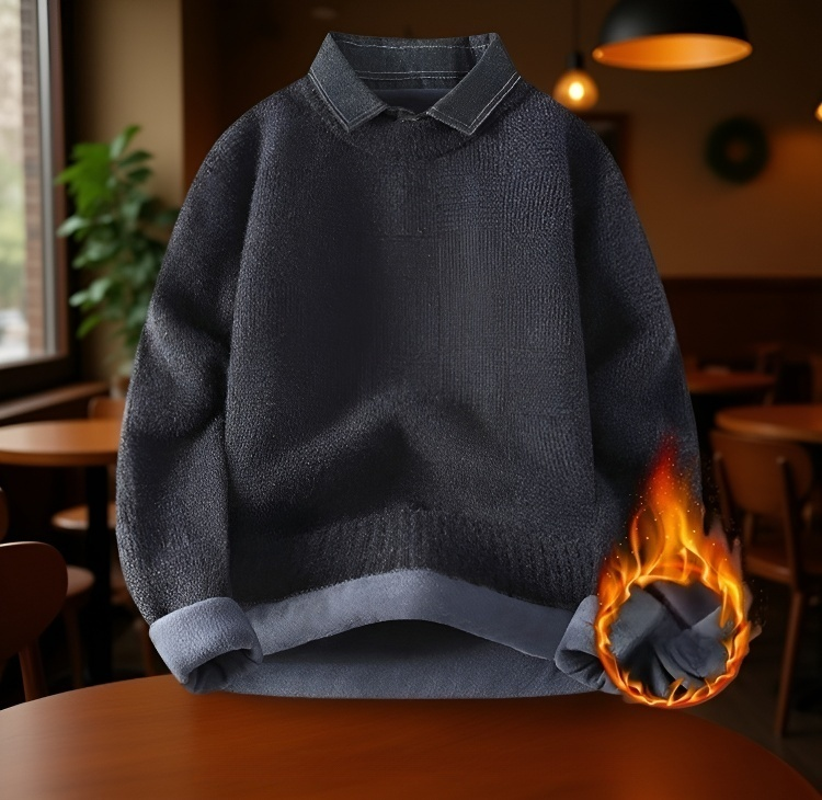 暖かい厚手セーターのディテール写真