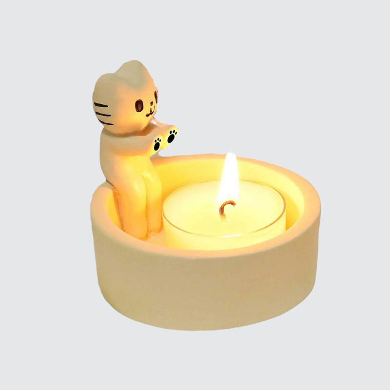 貓咪燭台可愛裝飾品擺飾樹脂工藝品設計家居庭院擺飾燭台藝術