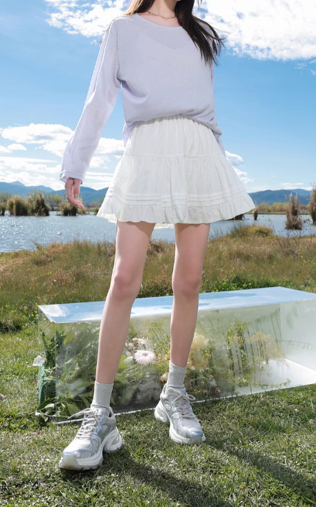 プラスサイズの婦人服2025年春新作ホワイト伸縮性ウエストケーキスカートショートスカートパンツ裏地テクスチャ太いMM