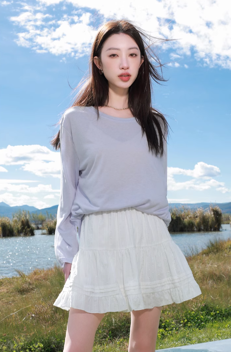 プラスサイズの婦人服2025年春新作ホワイト伸縮性ウエストケーキスカートショートスカートパンツ裏地テクスチャ太いMM