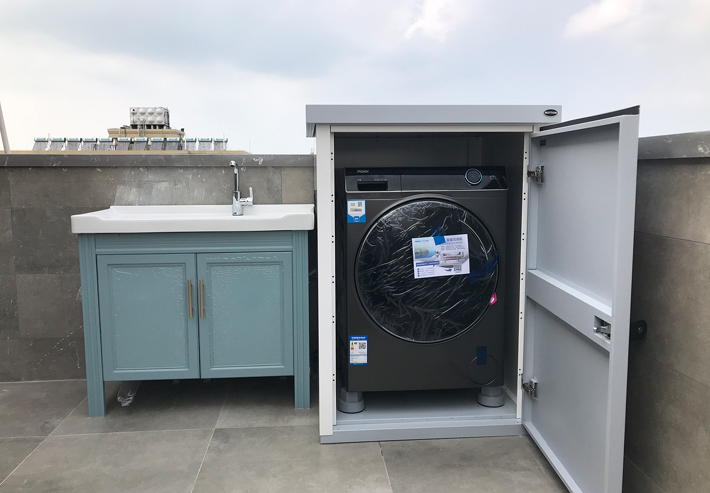 Outdoor washing machine cabinet-rainproof, sun-proof and moisture-proof cabinet