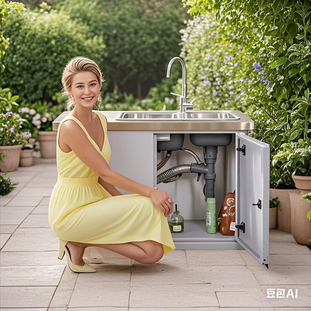 Outdoor wash basin-thick stainless steel splicing cabinet