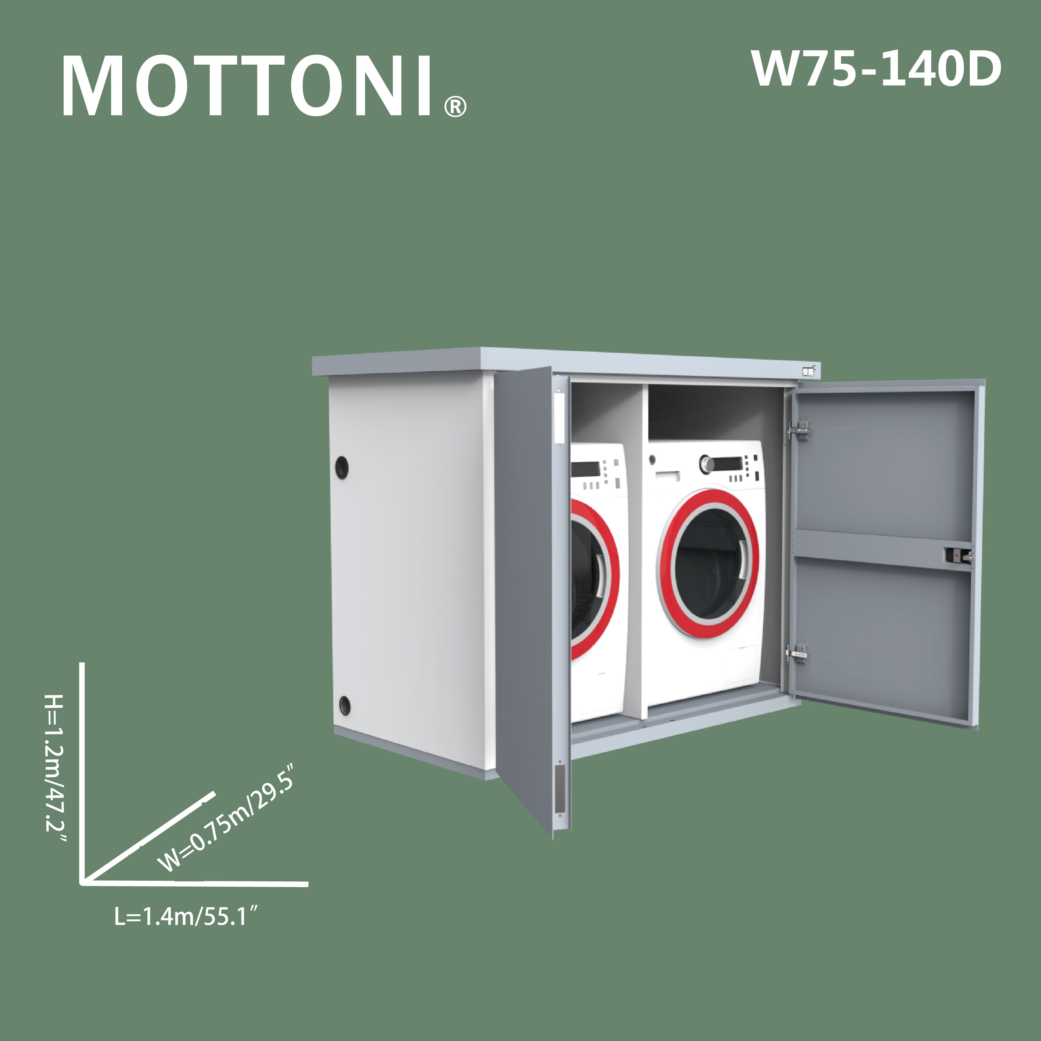 Integrated washing machine cabinet and dryer cabinet