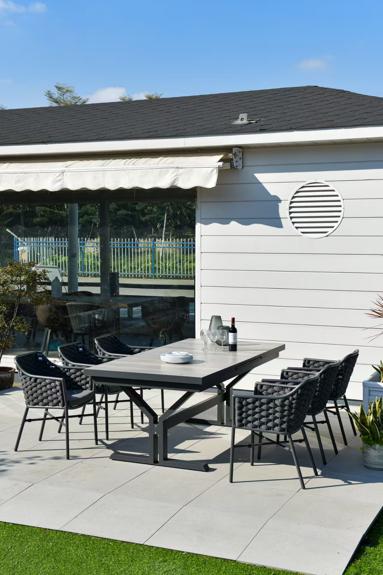 Outdoor long table and sofa