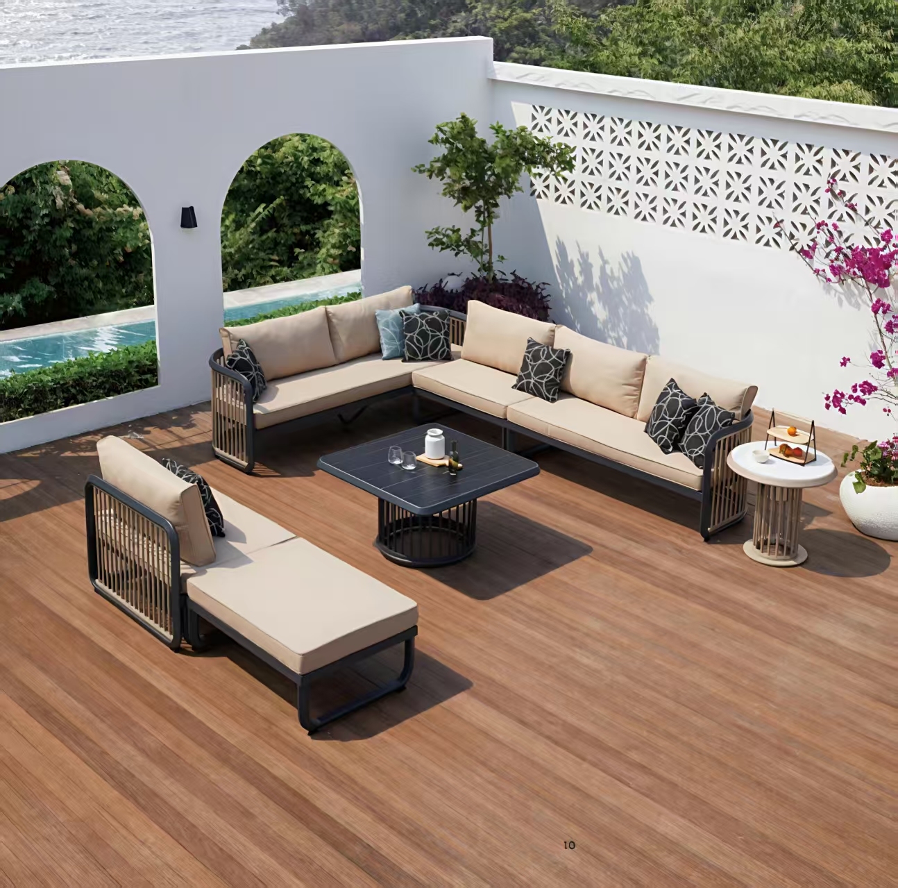 Outdoor long table and sofa