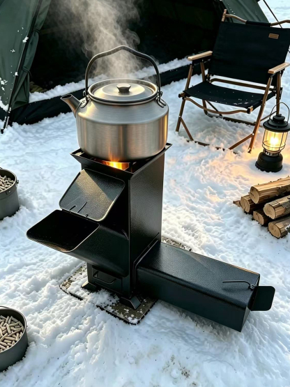 Rocket Stove with Fire Birck Insulation Ash Drawer and Air Damper Control