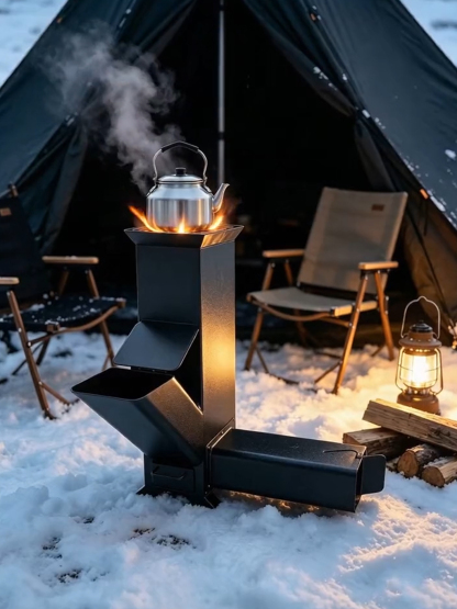 Rocket Stove with Fire Birck Insulation Ash Drawer and Air Damper Control