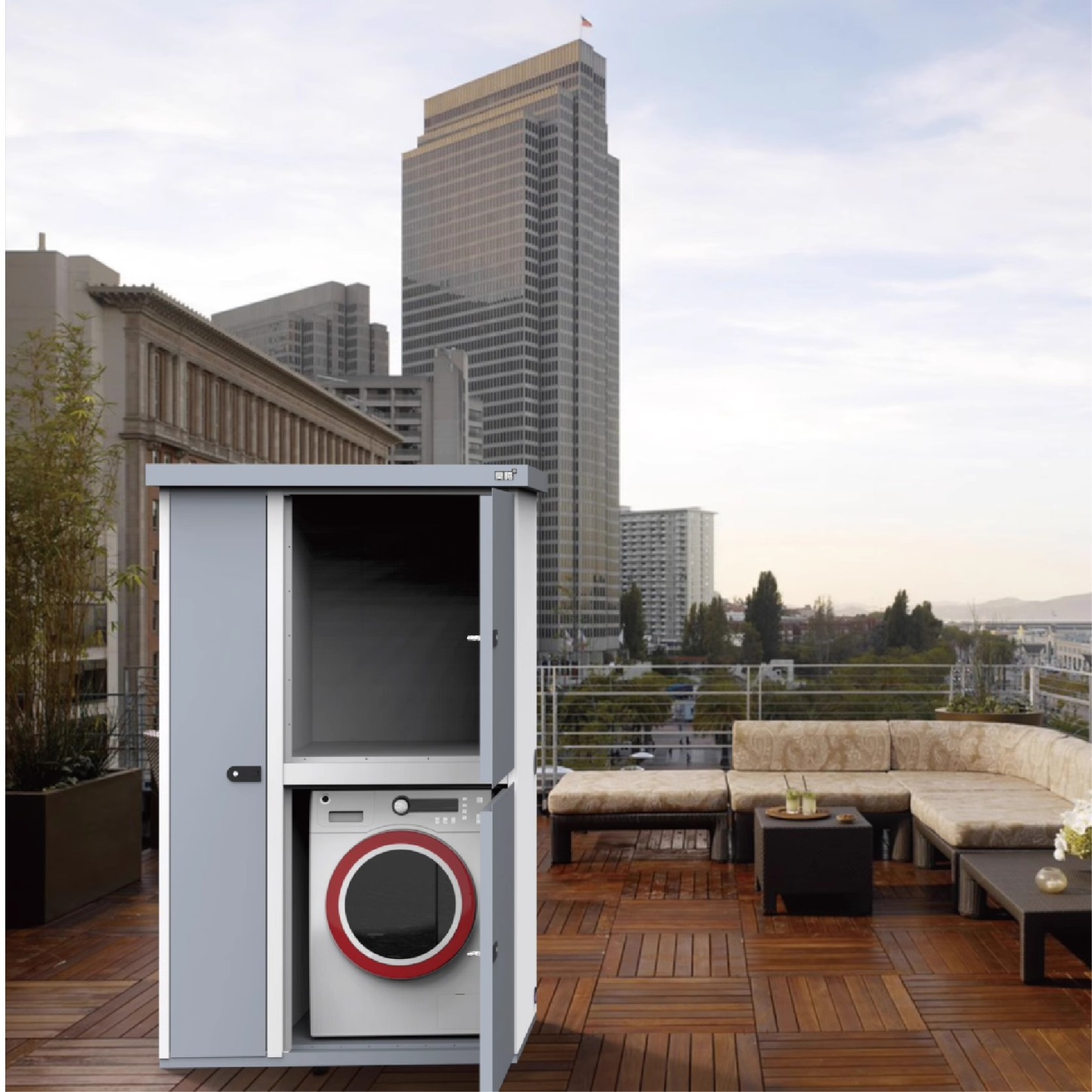 Outdoor washing machine cabinet-three door storage cabinet