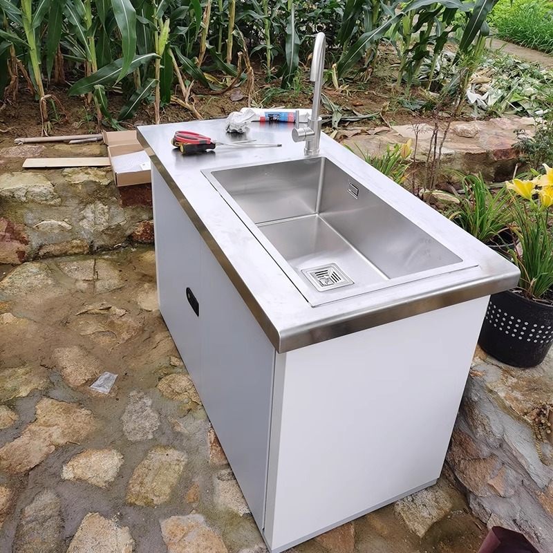 Outdoor wash basin-thick stainless steel splicing cabinet