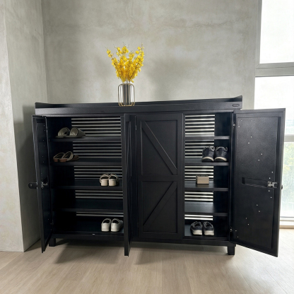 Mottoni outdoor metal  shoe storage cabinet  4 shelves 4 swing doors water proof  and ventilation