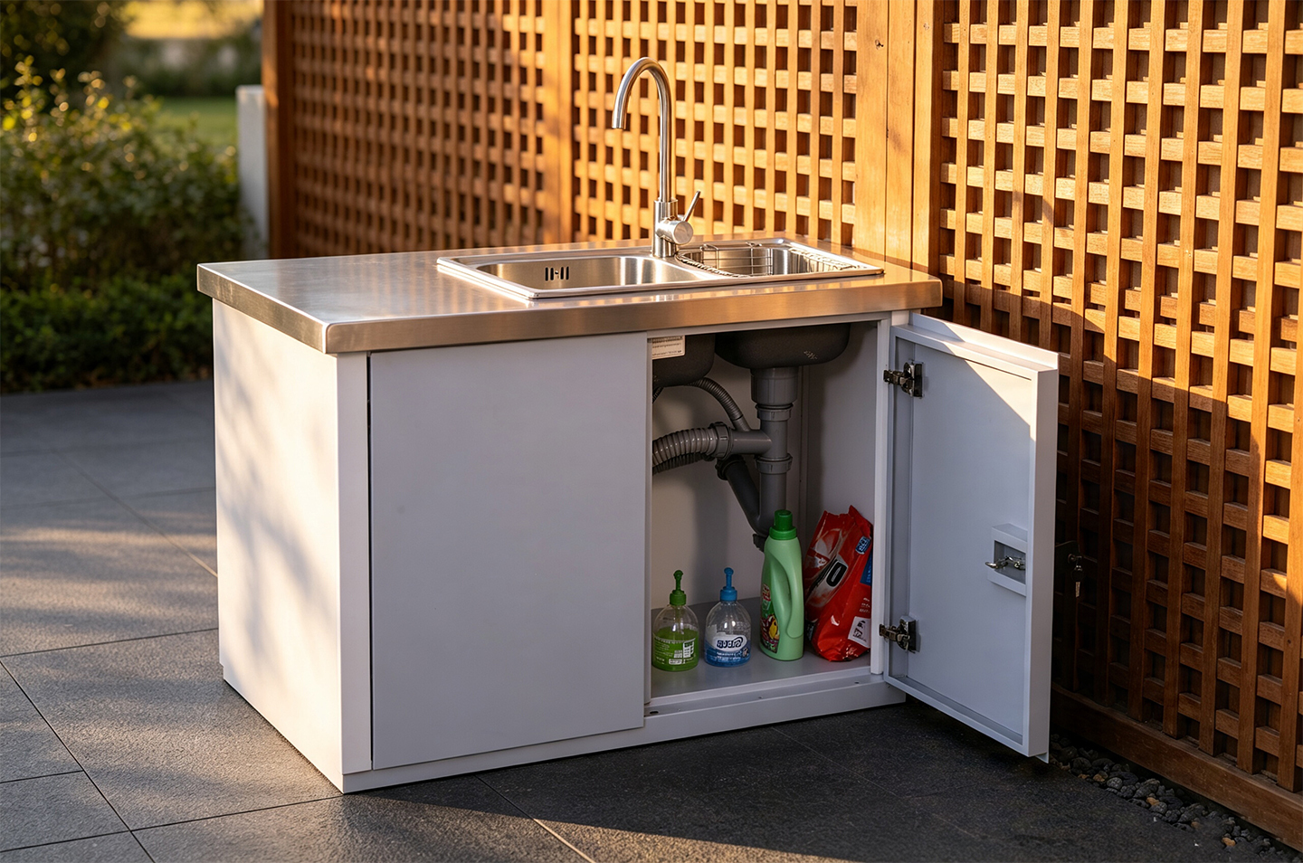 Outdoor wash basin-thick stainless steel splicing cabinet