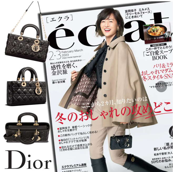 【Dior】スターと同じバッグが欲しい？佐藤晴美さん、富岡佳子さん愛用している同項 のLADY D-JOY ミディアムバッグ！雑誌掲載で大人気！