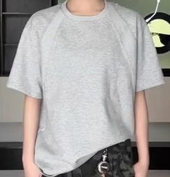 アメリカンスタイルのストレートショルダー半袖TシャツスプライシングカジュアルTシャツオールマッチ夏ゆったり無地デザイン小ネックライン春夏トップス 100人以上が購入した
