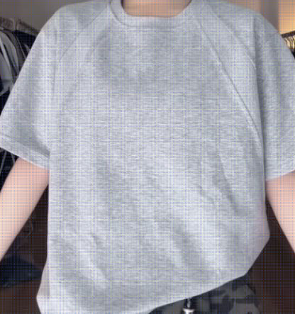 アメリカンスタイルのストレートショルダー半袖TシャツスプライシングカジュアルTシャツオールマッチ夏ゆったり無地デザイン小ネックライン春夏トップス 100人以上が購入した