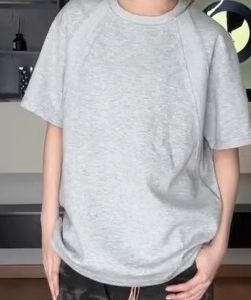 アメリカンスタイルのストレートショルダー半袖TシャツスプライシングカジュアルTシャツオールマッチ夏ゆったり無地デザイン小ネックライン春夏トップス 100人以上が購入した