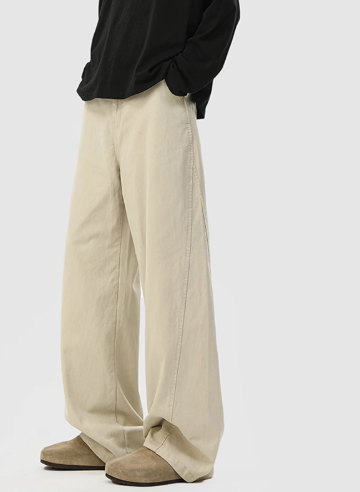 日本製 クリーンフィットパンツ メンズ 春 純綿 ゆったり ワイドレッグ ストレートパンツ ワークウェア オールマッチ カジュアル パンツ